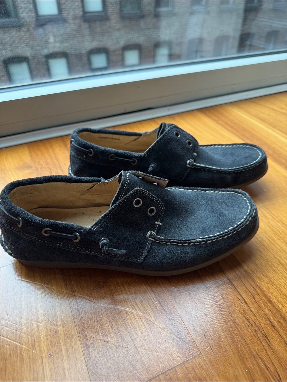 John Varvatos Men's Suede Boat Shoes - Navy Blue - Picture 3 of 8
